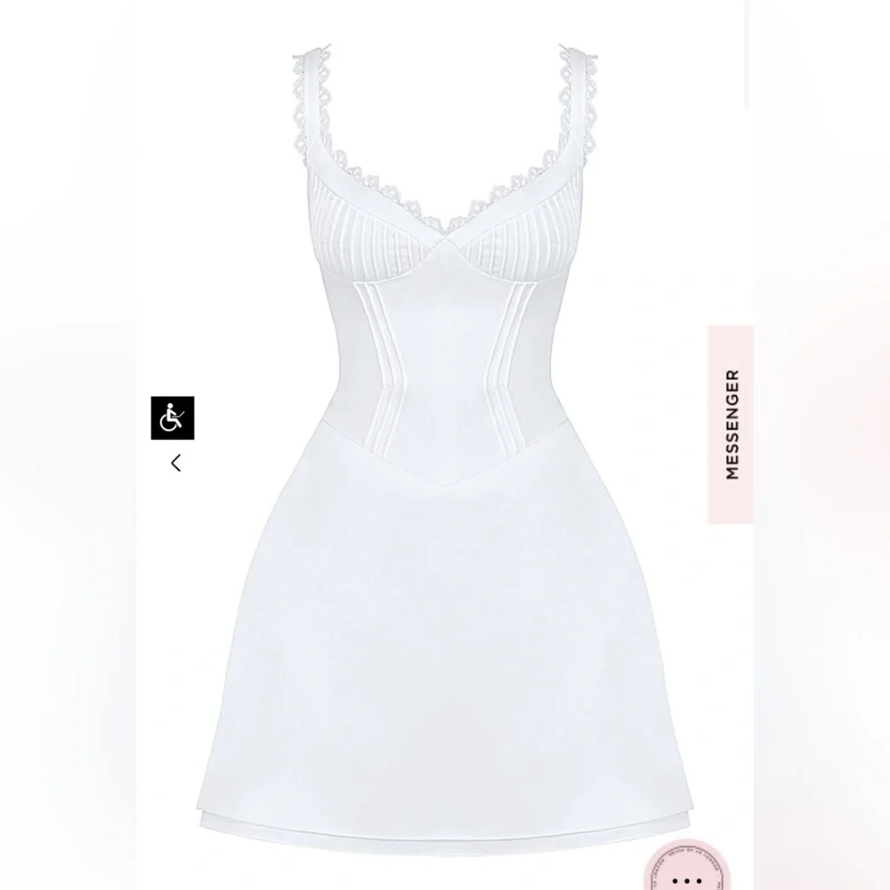 House Of CB White Tilly Pin Tuck Mini Dress feminine sexy girly fairy soft girl - Picture 12 of 16